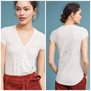🆕 Anthropologie Women's Maeve‎ Leila Faux Wrap Ribbed V-Neck Blouse XS